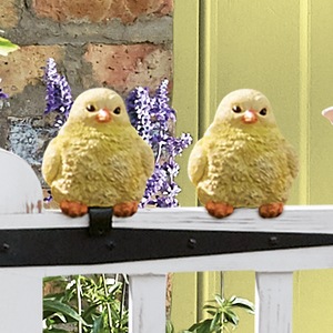 Set of 2 Farm Chick Peekaboo Statues, , large