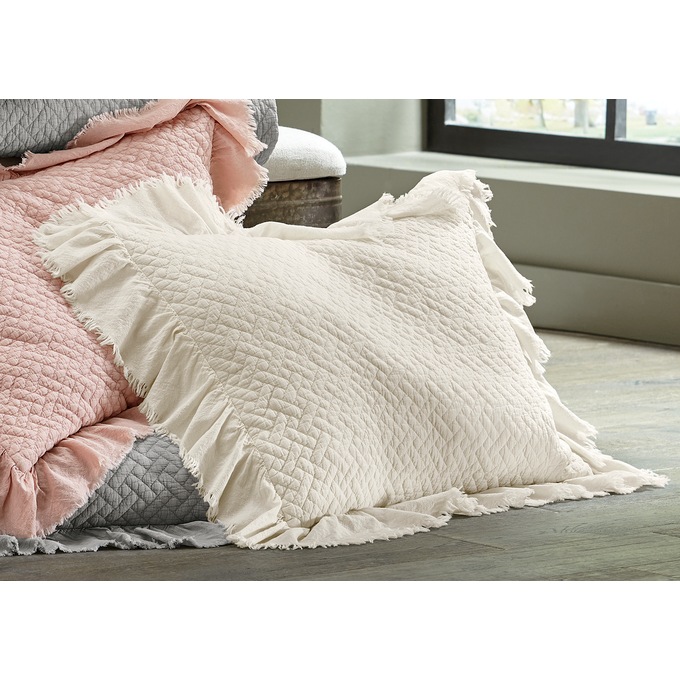 Ruffled Hem Sham, Ivory, large