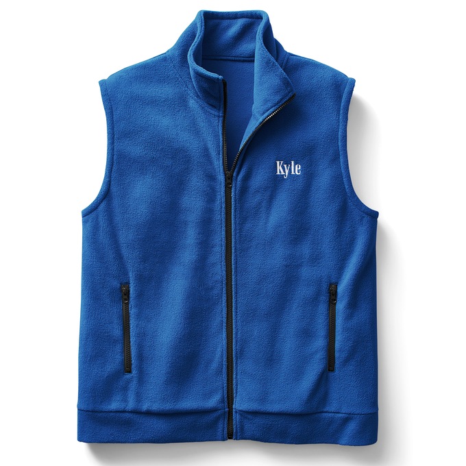 Personalized Men's Fleece Vest with Front Zipper and Embroidered Name, , large