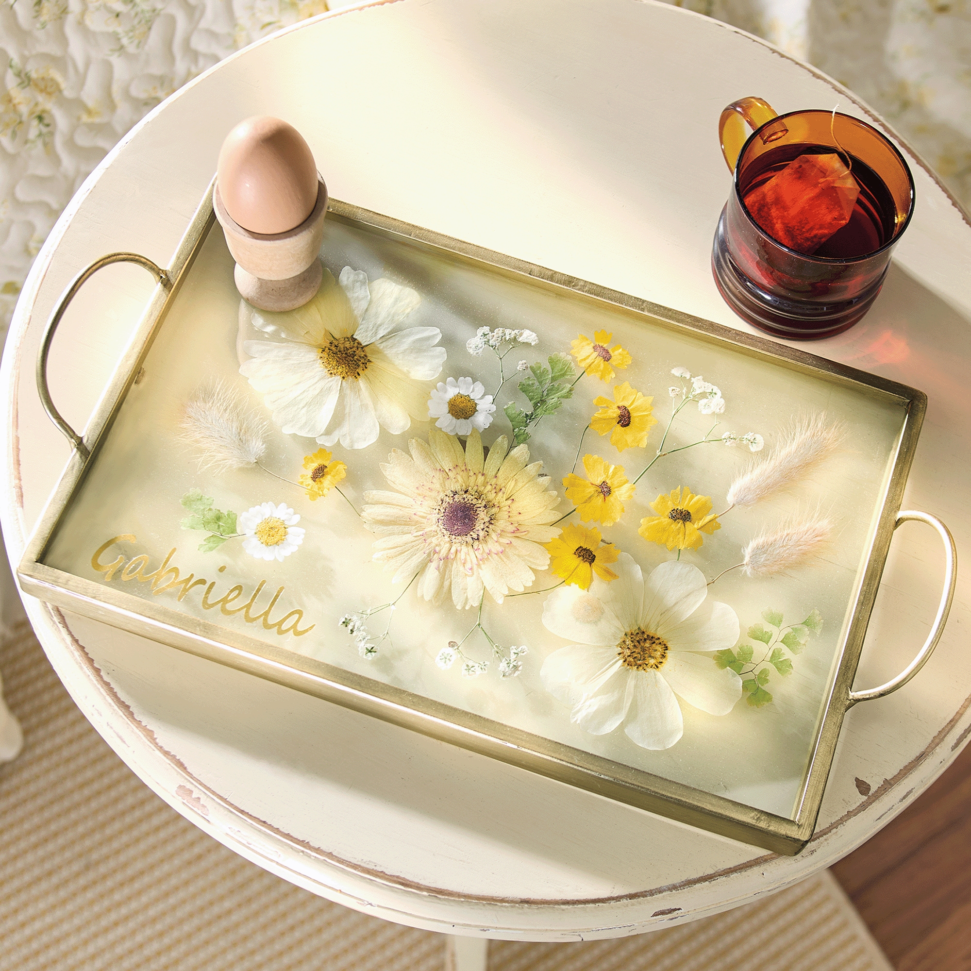 Decorative Dried and Pressed Flower Tray, Multi, large