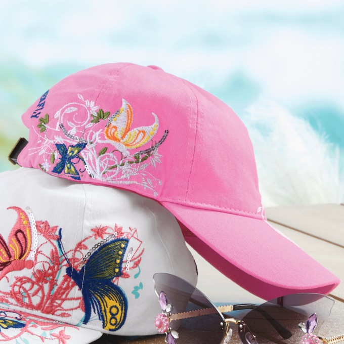 Butterfly Embellished Baseball Cap, , large