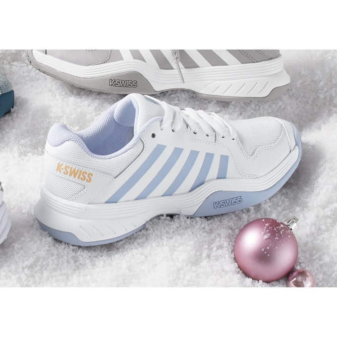 K-Swiss Women’s Court Express Pickleball Shoe, White Heather Peach Fuzz, large