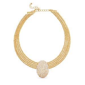 Crystal Pavé Oval Necklace, , large