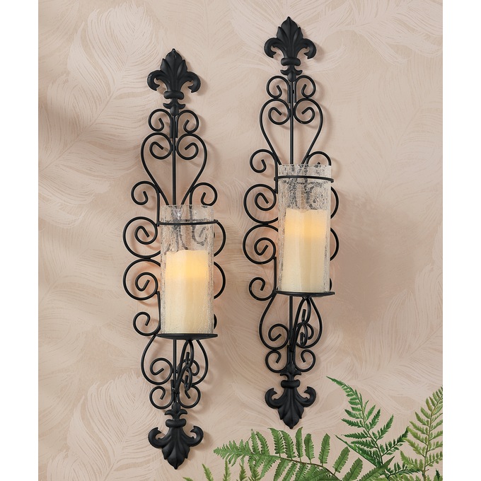Set of 2 Della Corte Sconces, Black, large