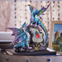 Dragons Figurine with Lit Geode, , large