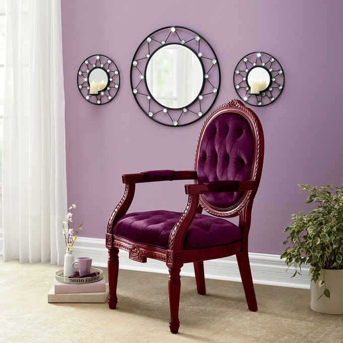 Round Gem Mirror & 2 Round Gem Mirrored Sconces - Buy All and Save, , large