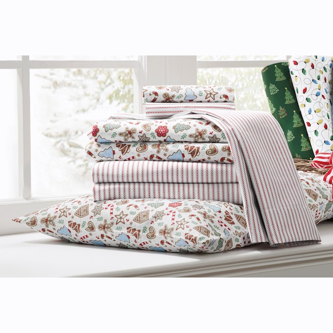 Holiday Print 2-Pack Flannel Sheet Set, , large
