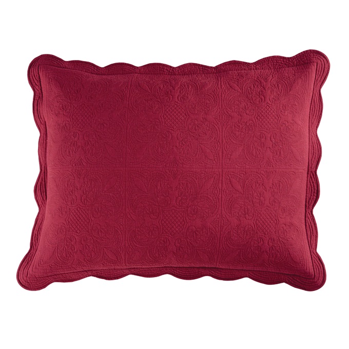 Chateau Cotton Sham with Scalloped Edges, Garnet, large