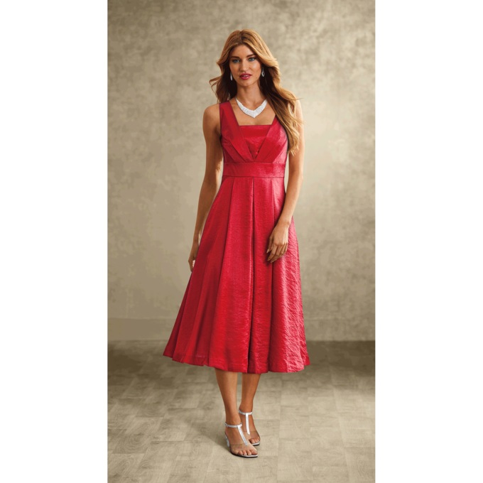 Elegant Fit-and-Flare Sparkling Jacket  Dress with 3/4 Sleeve, , large