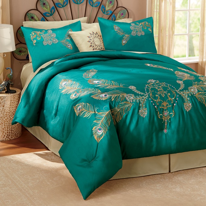 Peacock Feathers Comforter Set Seventh Avenue