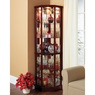 Tessa Lighted Corner Curio Cabinet, , large