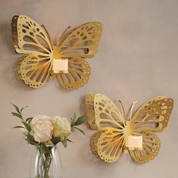 Set of 2 Butterfly Candle Sconces, , large