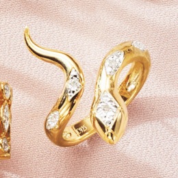 Diamond-Accented Snake Ring, , large