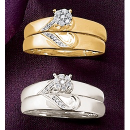 Diamond Round Cluster Swirl Bridal Set, , large