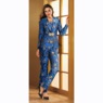 Jenna Jacquard Women's Pant Suit Set with Brooch Closure, , large