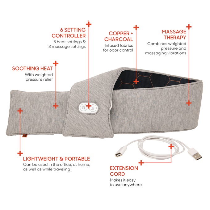 Calming Heat Massaging Neck Wrap, , large