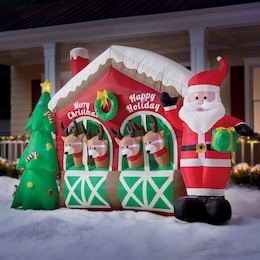 Inflatable Reindeer Stable with Santa, , large