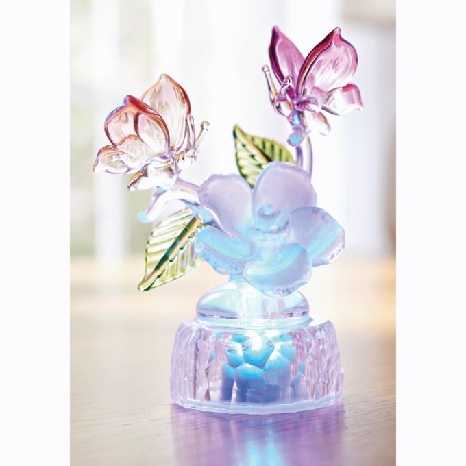 Lit Glass Butterflies Figurine, , large