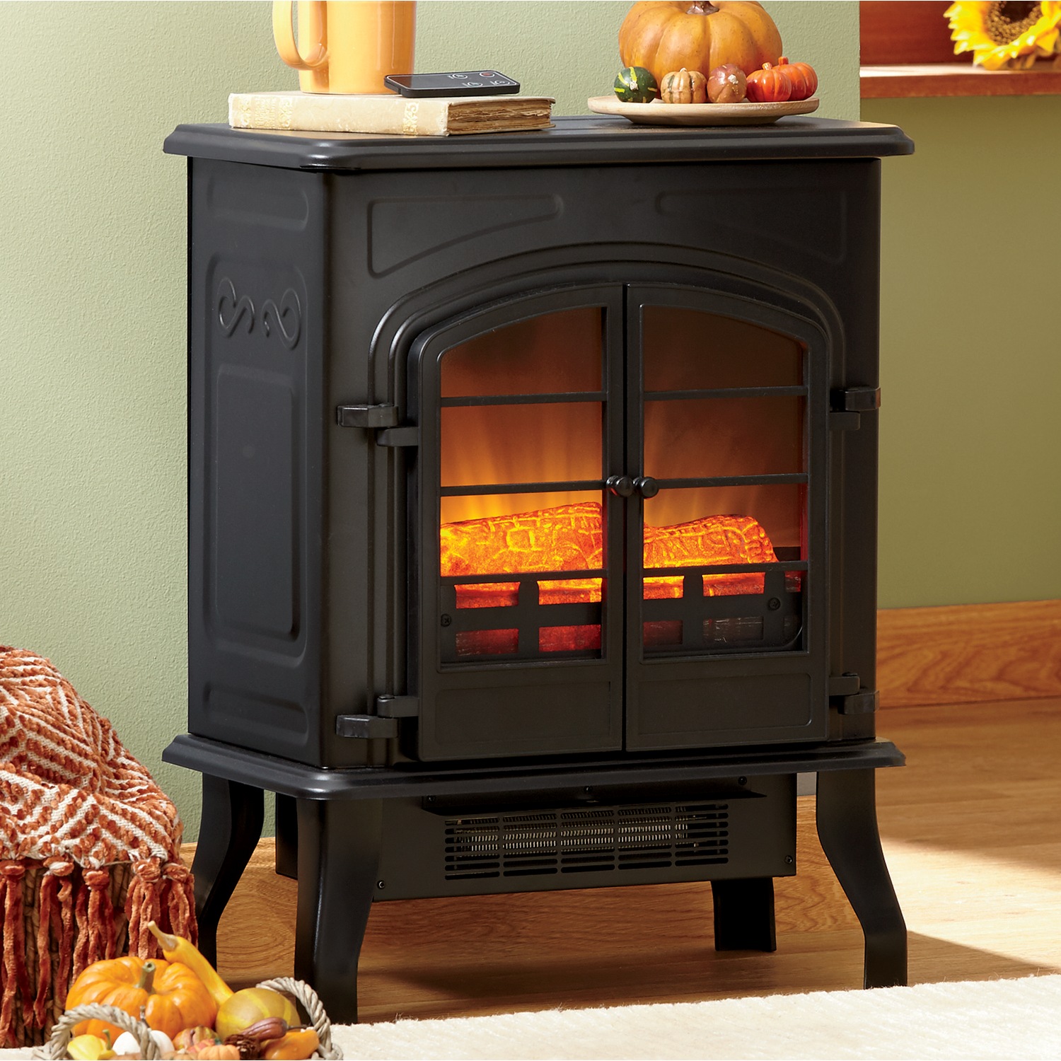 Electric Fireplace Stove, 1500W, with Remote Seventh Avenue