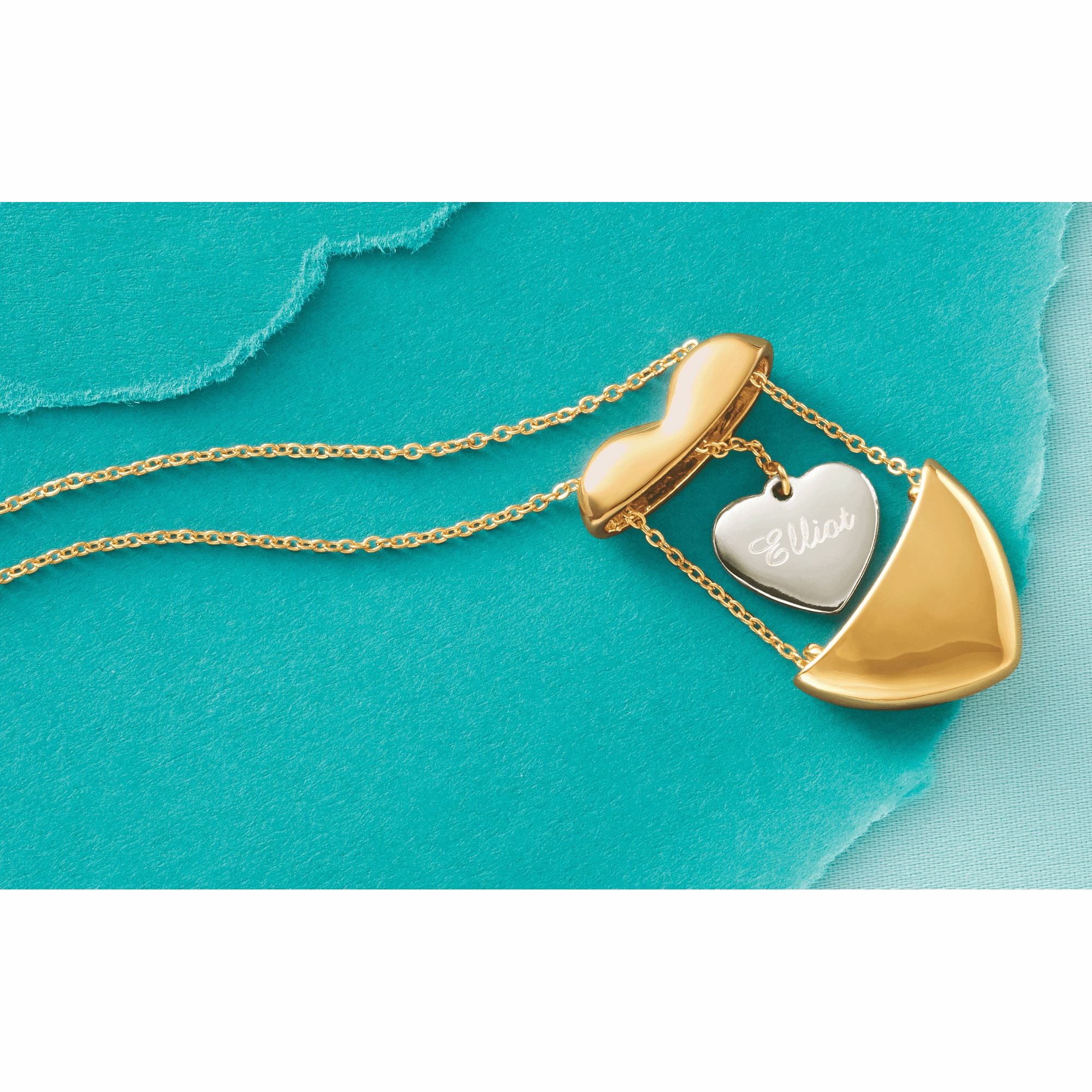 Personalized Two-Tone/3-D Heart Pendant, , large