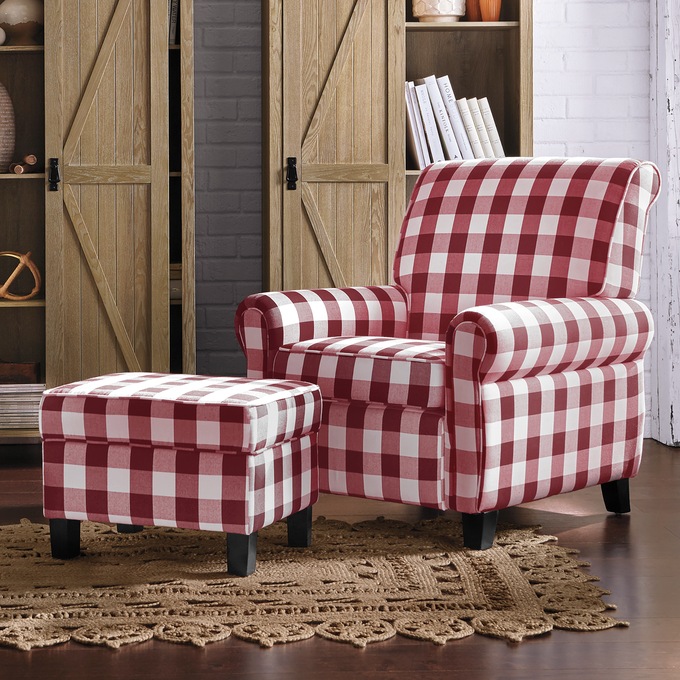 Buffalo Check Armchair and Ottoman, , large
