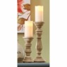 Set of 2 Turned Candleholders, Natural, large