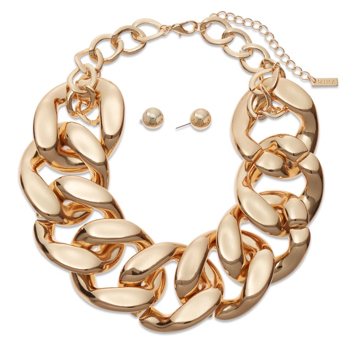 Large Link Necklace and Earring Set, , large