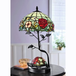 Turtle and Dragonfly Stained Glass Table Lamp, , large