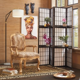 4-Panel Room Screen with Shelves, , large