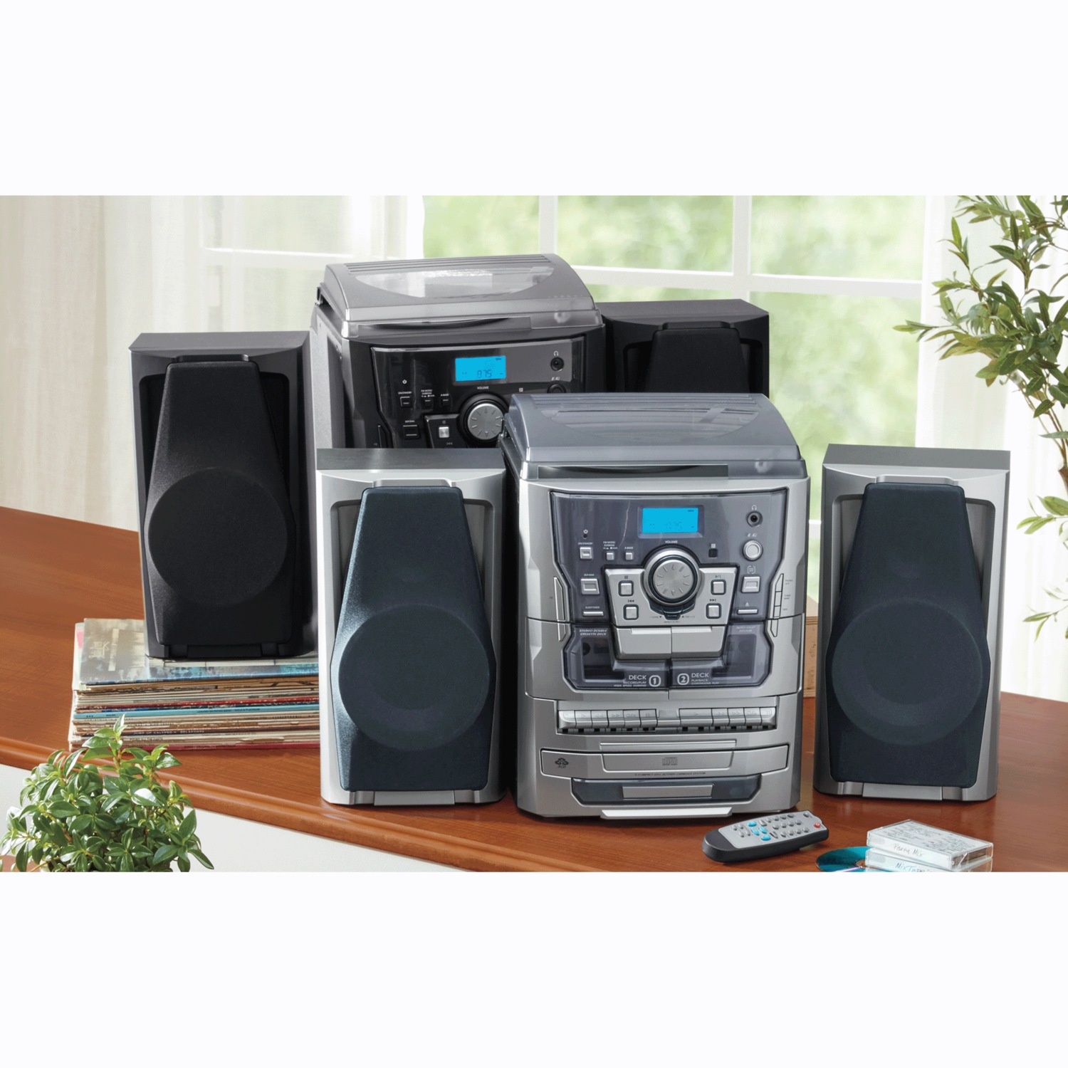 ミュージック WEST 6-in-1 Music System with Deluxe Turntable, iPod/MP3, AM/FM, CD