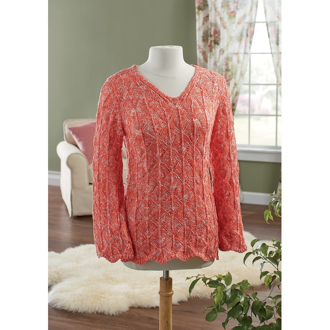 Crochet High Low Sweater, , large