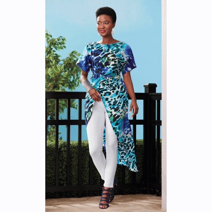 Jolie Tunic, Blue Leopard, large