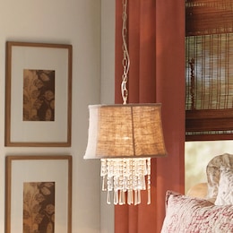 Burlap Crystal-Cage Swag Light, , large