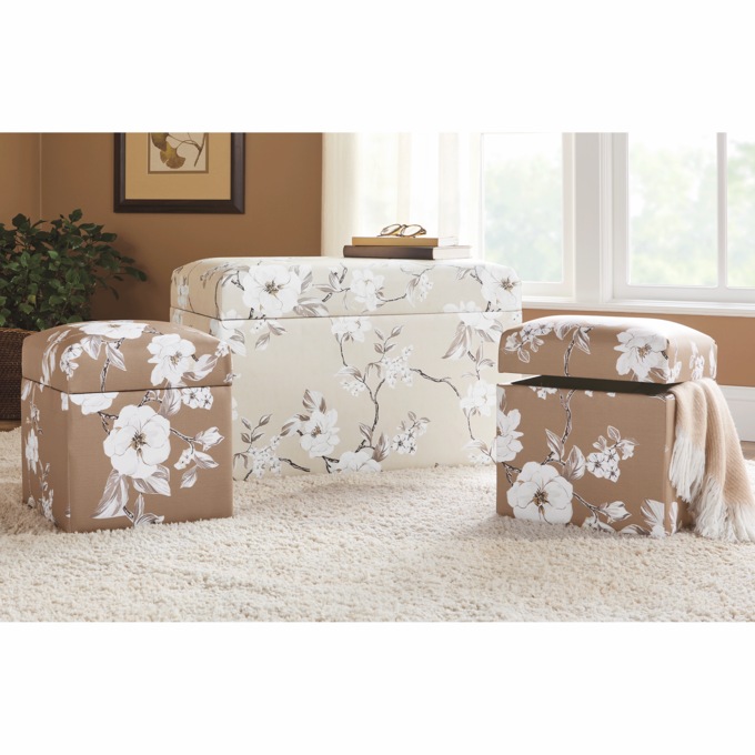 Set of 3 Floral Storage Trunks, , large
