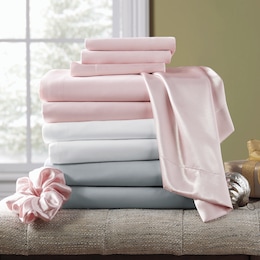 Microfiber Sheet Set with Satin Pillowcases and Hair Tie, , large