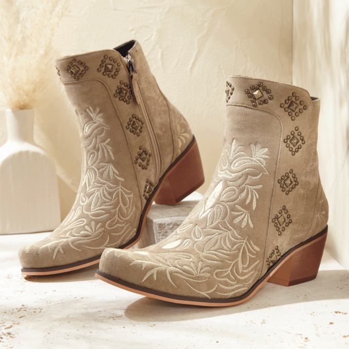 Embroidered Cowgirl Bootie, , large