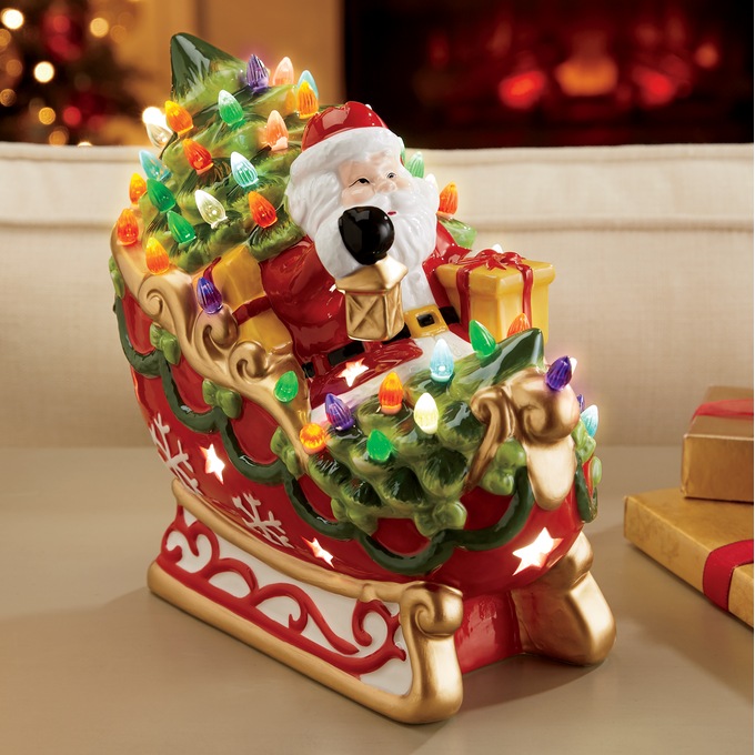 Santa in Sleigh with Lights, , large