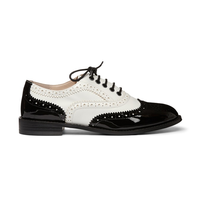 Monroe and Main Wingtip Spectator Shoe, Black White, large