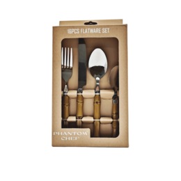 Phantom Chef 16-Piece Bamboo-Look Flatware Set, , large