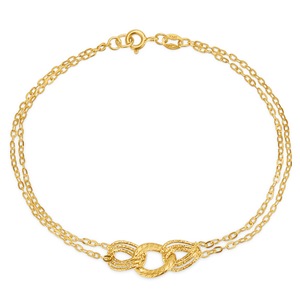 10K Gold 3-Link 2-Strand Bracelet, , large