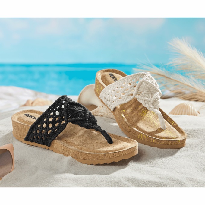 MUK LUKS Pippen Crocheted Sandal, Black, large