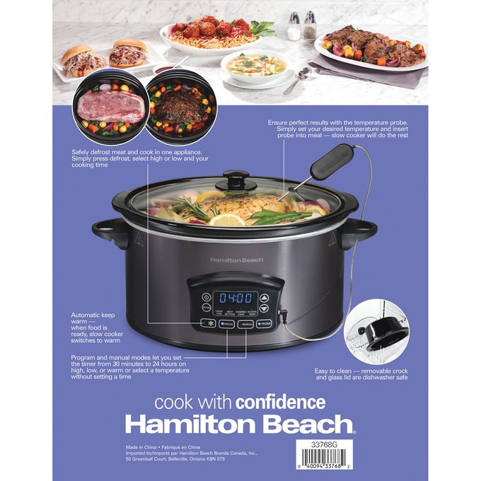 Hamilton Beach 6-Quart Programmable Defrost Slow Cooker, , large