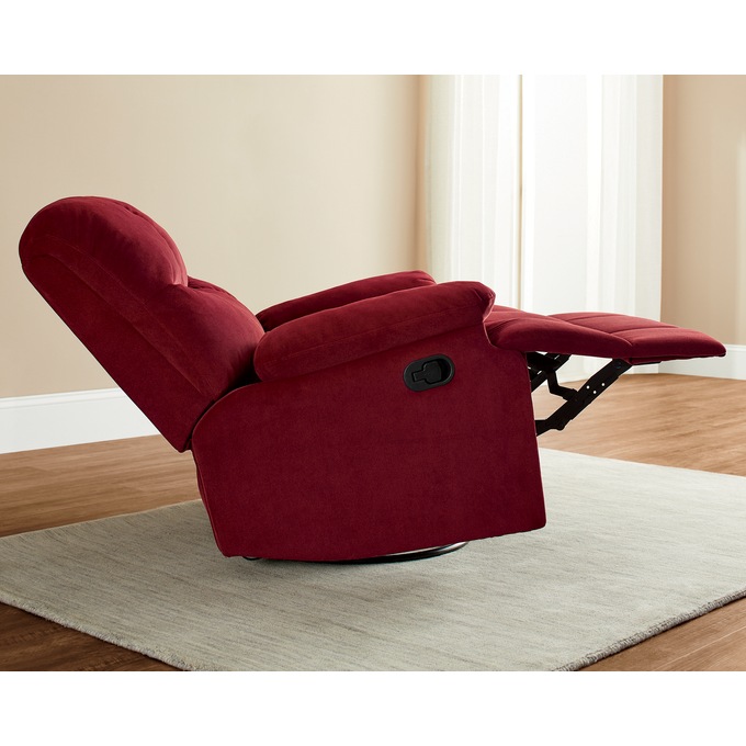 Microfiber Swivel Rocker Recliner, Red, large
