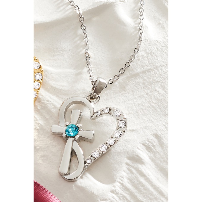 Personalized Birthstone/Crystal Heart/Cross Pendant, , large