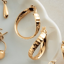 10K Gold Textured Hoops, , large
