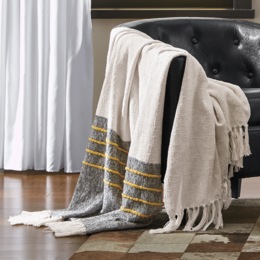 Textured Accent Stripe Throw, , large