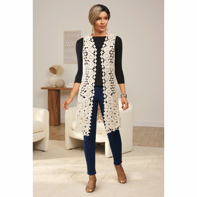 Antique-Look Lace Coverup, Natural, large