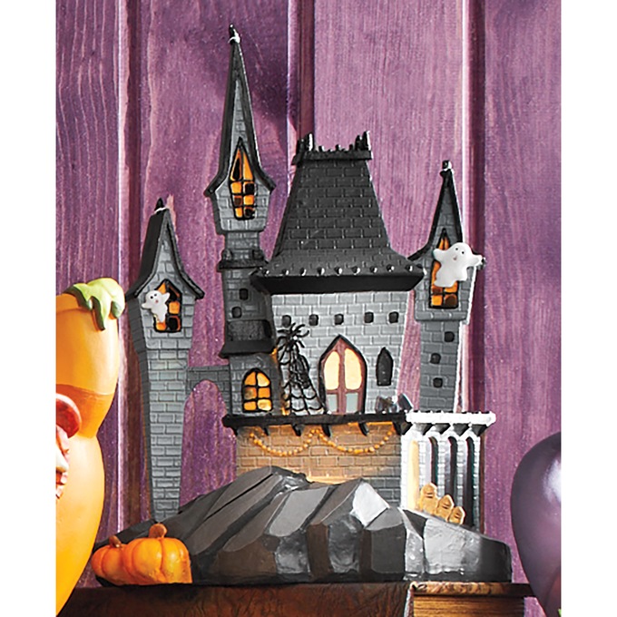 Lit Halloween Village Buildings, , large