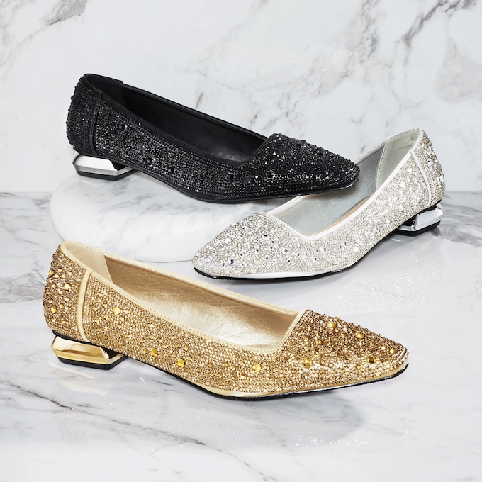 Lady Couture Fever Glitter Pump Low Heel for Women with Rhinestones, , large