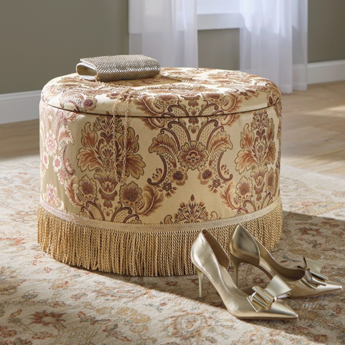 Cassandra Jacquard Storage Ottoman, Ivory Multi, large